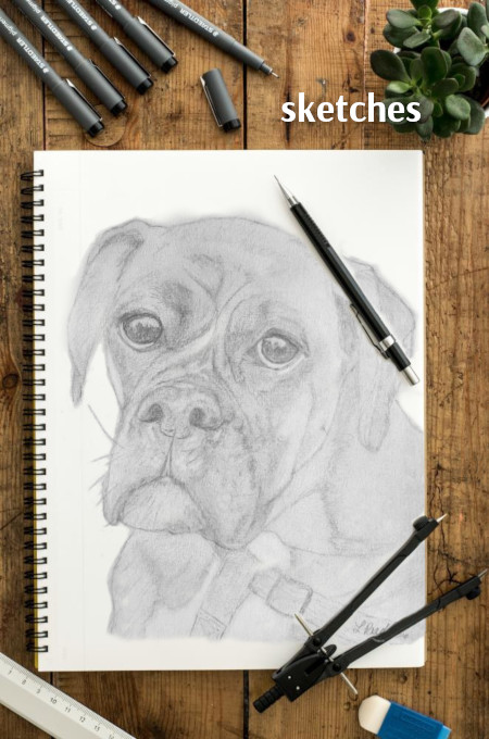 sketchpad drawing, pencils