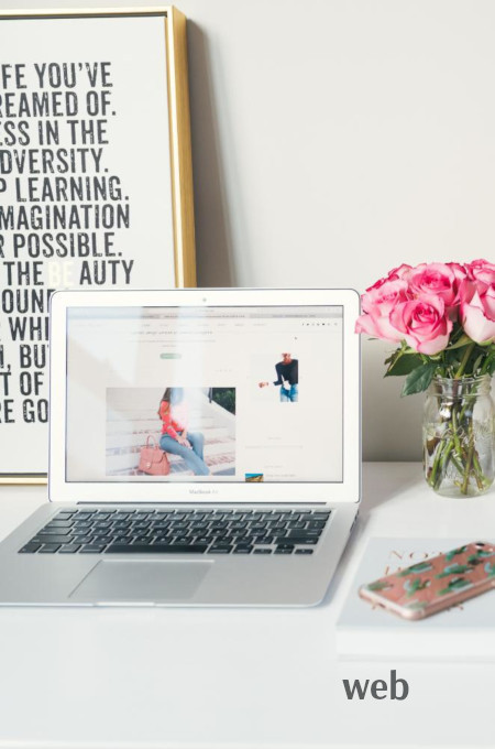 desk, laptop, flowers, cell